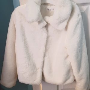Girls white faux fur coat size 6X.